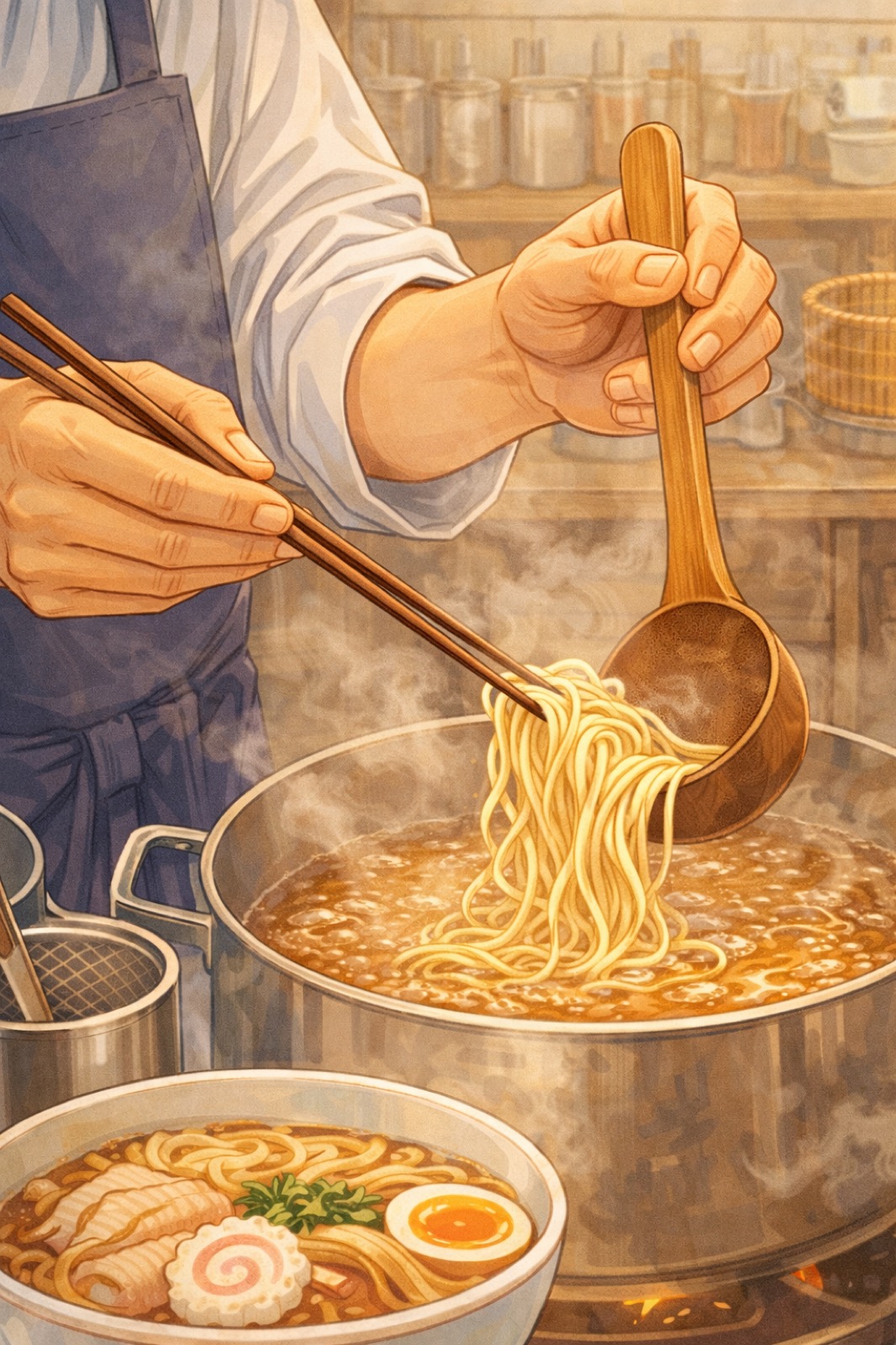 Illustrazione di un'atmosfera di ramen giapponese